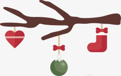 树枝圣诞挂饰矢量图素材