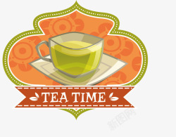茶叶茶杯标贴矢量图素材