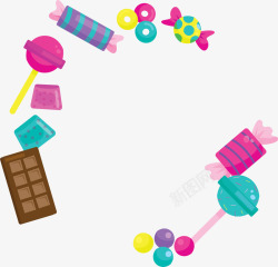 多彩色儿童节糖果边框矢量图素材