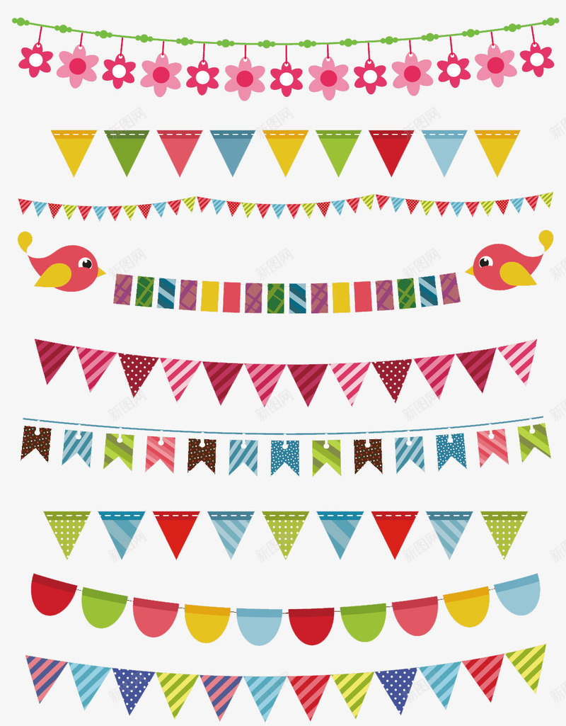 卡通小鸟装饰拉幅矢量图eps免抠素材_88icon https://88icon.com 卡通小鸟 矢量卡通彩带 矢量花朵 花朵 装饰拉幅 矢量图