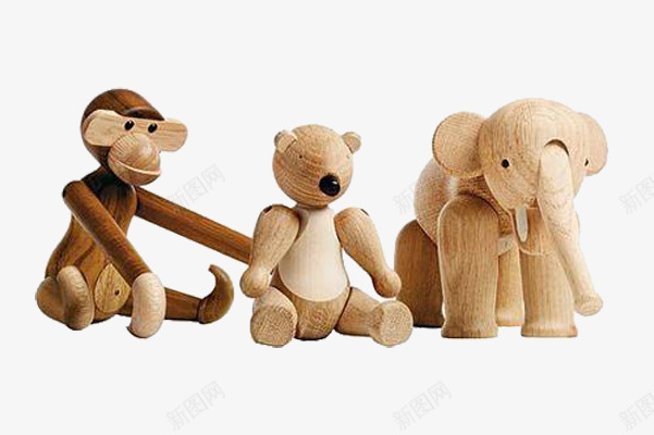 儿童玩具木头png免抠素材_88icon https://88icon.com 大象 小熊 木质 猴子 玩具