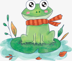 秋天手绘卡通青蛙矢量图素材