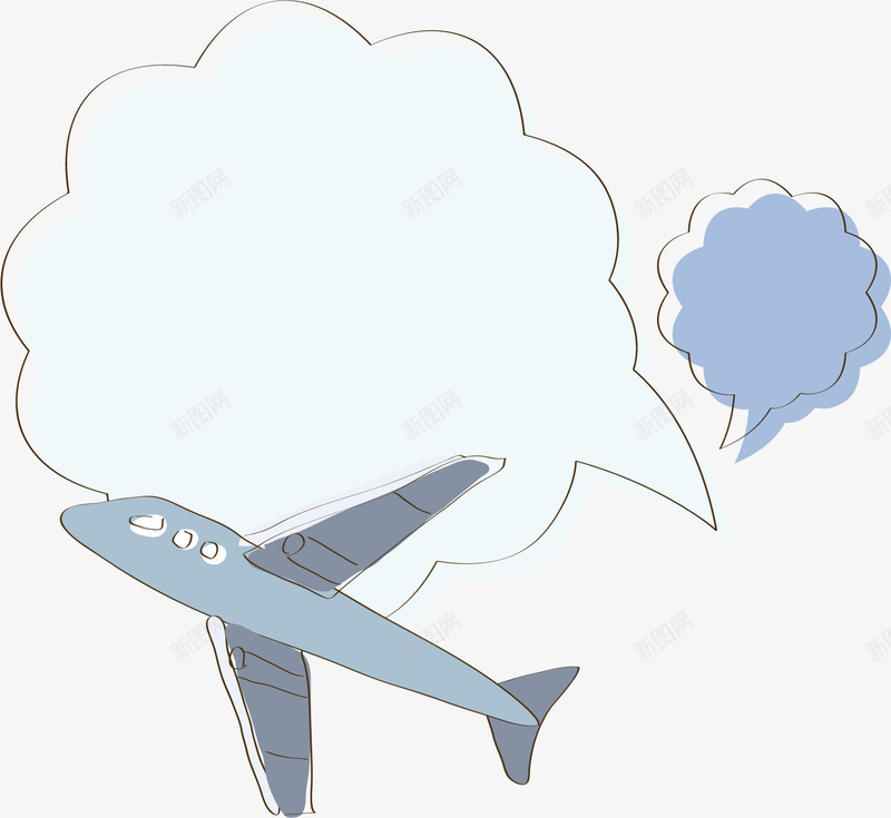 卡通线条飞机气泡对话框png免抠素材_88icon https://88icon.com 卡通 对话框 气泡 线条 飞机