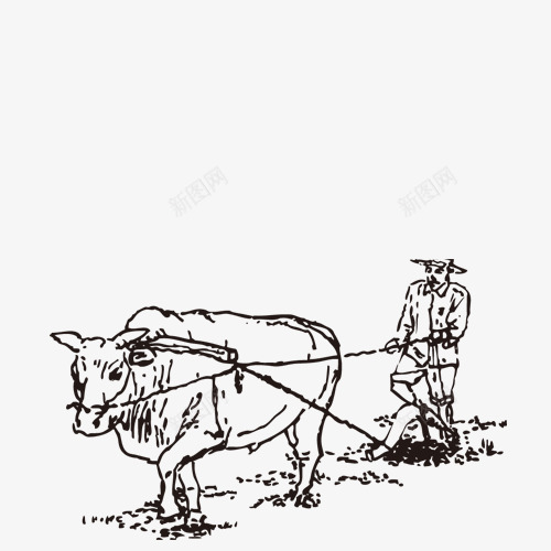 耕田png免抠素材_88icon https://88icon.com 人物 卡通 古代 手绘画 牛 耕田