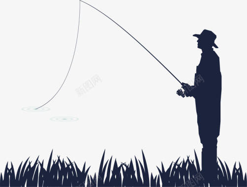 卡通休闲钓鱼矢量图图标图标