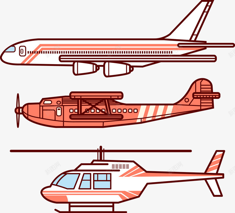 手绘飞机png免抠素材_88icon https://88icon.com 卡通 客机 手绘 直升飞机 飞机