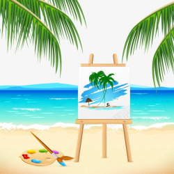 带艺术板的夏季海滩矢量图素材