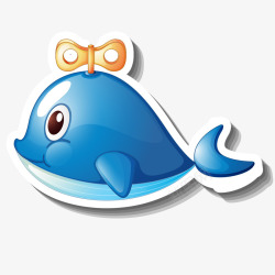 鲸鱼贴纸卡通蓝色的鲸鱼玩具高清图片