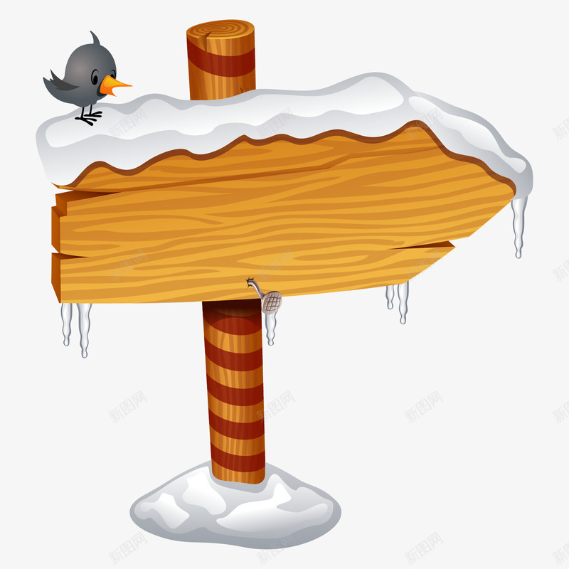 被雪覆盖的实木指示牌png免抠素材_88icon https://88icon.com 冬天 实木 小鸟 指示牌 木板 标示 箭头指示牌 雪