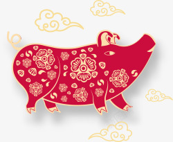 2019猪年剪纸装饰图案矢量图素材