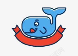 卡通蓝色鲸鱼png免抠素材_88icon https://88icon.com 卡通 红丝带 蓝色 鲸鱼