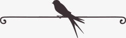 黑色剪影站在铁丝上的动物小鸟素材