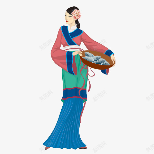 古代渔民丰收png免抠素材_88icon https://88icon.com 丰收 劳动 古代 古代小人 女子 婀娜多姿 手绘 渔民