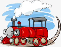 玩具火车头正在行驶的开心的小火车高清图片
