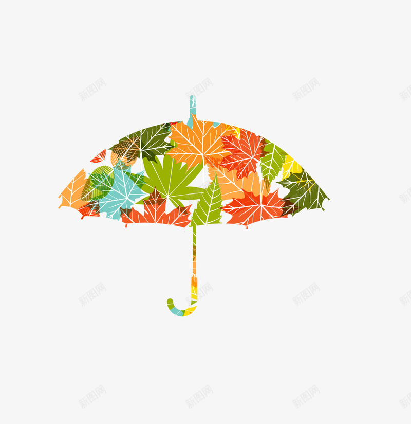 创意雨伞矢量图ai免抠素材_88icon https://88icon.com 三角形 创意 拼接 枫叶 树叶 雨伞 矢量图