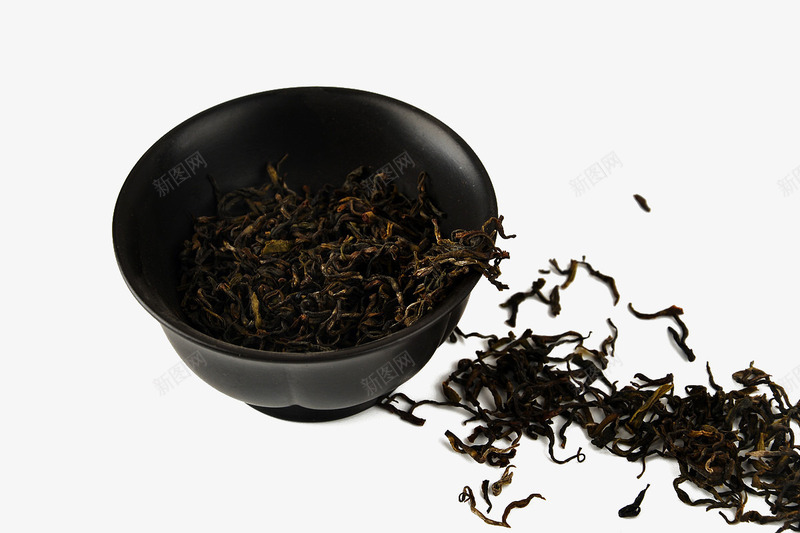 黑色小碗中的茶叶png免抠素材_88icon https://88icon.com 散落的茶叶 茶具 茶叶 黑色小碗