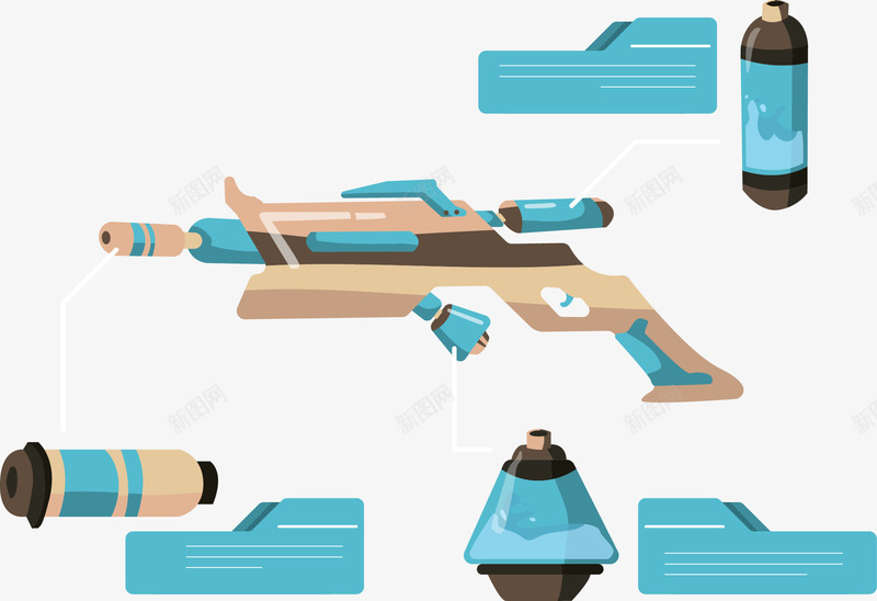 玩具枪矢量图ai免抠素材_88icon https://88icon.com 消音器 玩具钱 矢量图