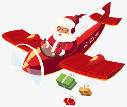 坐在飞机上的圣诞老人素材
