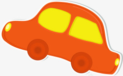 橙色轮子手绘橙色小轿车高清图片