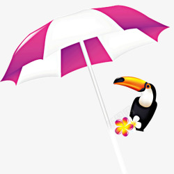 太阳伞和鸟儿插画素材