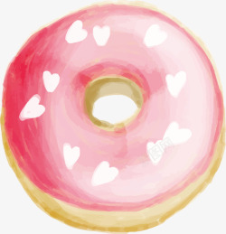 粉色水彩美味甜甜圈素材