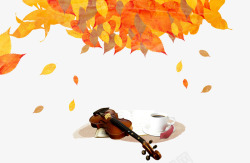 枫叶飘舞小提琴素材