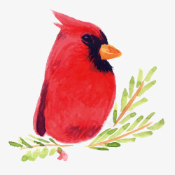 卡通手绘圣诞红色小鸟矢量图素材