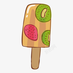 炎热夏天奇异果草莓冰棍插画矢量图素材