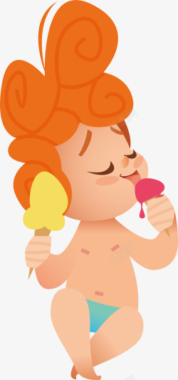 吃冰激凌吃冰激凌女士夏季的卡通人物矢量图高清图片