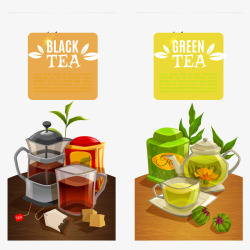 2款创意茶饮品矢量图素材