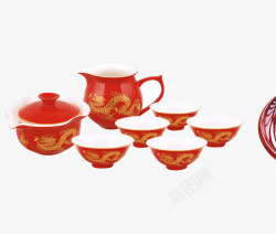 红龙陶瓷茶具素材