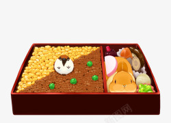 手绘食物餐盘与小兔子小鸟素材