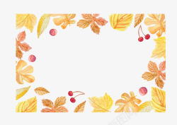 手绘风秋天金色树叶矢量图素材