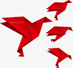 红色小鸟折纸矢量图素材
