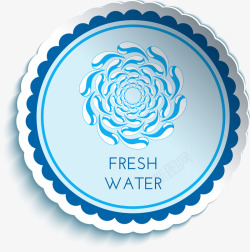 干净水资源浅蓝色圆形水资源标签高清图片