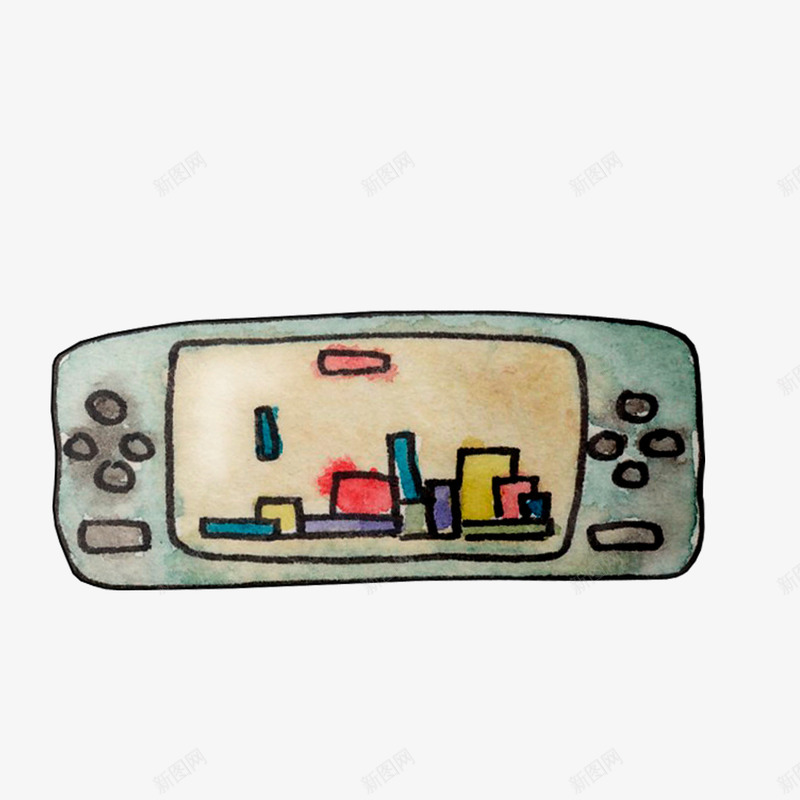 游戏机童年玩具手绘插画png免抠素材_88icon https://88icon.com 彩色游戏机 游戏机