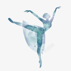 蓝色彩绘舞者人体曲线素材