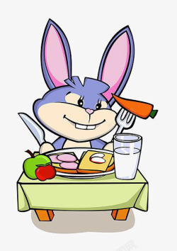 卡通兔子吃胡萝卜素材