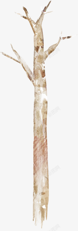 手绘棕色漫画树枝装饰素材