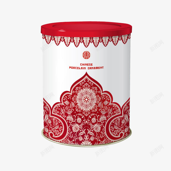 中国风红色茶叶包装罐子png免抠素材_88icon https://88icon.com 中国风 包装 素材 红色 罐子 茶业 茶叶