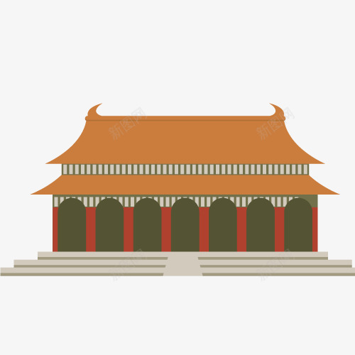 古代建筑矢量图ai免抠素材_88icon https://88icon.com 古代建筑 房子 皇宫 矢量图