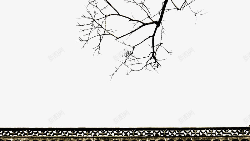 屋檐上的树枝png免抠素材_88icon https://88icon.com 冬季影像 屋檐 枯树枝 黑色