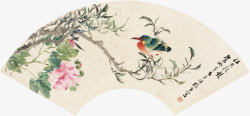中国风国画牡丹扇面素材