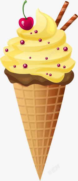 夏季甜筒黄色卡通美味甜筒高清图片