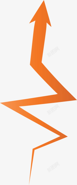 橘色曲线向上箭头矢量图素材