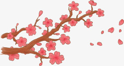 卡通手绘粉色桃花装饰矢量图素材