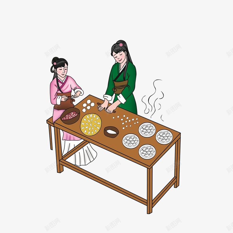 古代女子包饺子png免抠素材_88icon https://88icon.com 包饺子 包饺子插画 古代女子包饺子 擀面 贤惠的女子