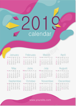 粉绿色新年日历模板矢量图素材