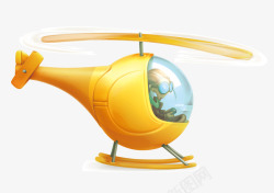 卡通黄色直升飞机素材