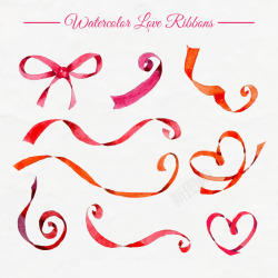 红色水彩丝带素材